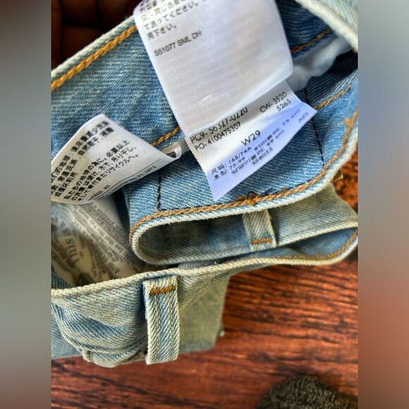 Levis 501 Cut‎ Off Denim Shorts Womens 29 Floral Blue Button Fly Cut Off - Picture 6 of 9